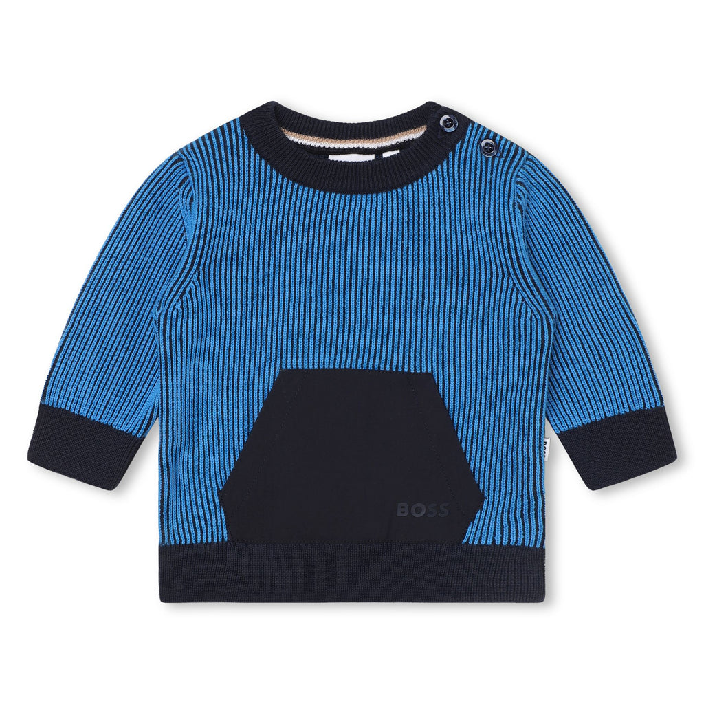 BOSS Two-tone cotton jumper