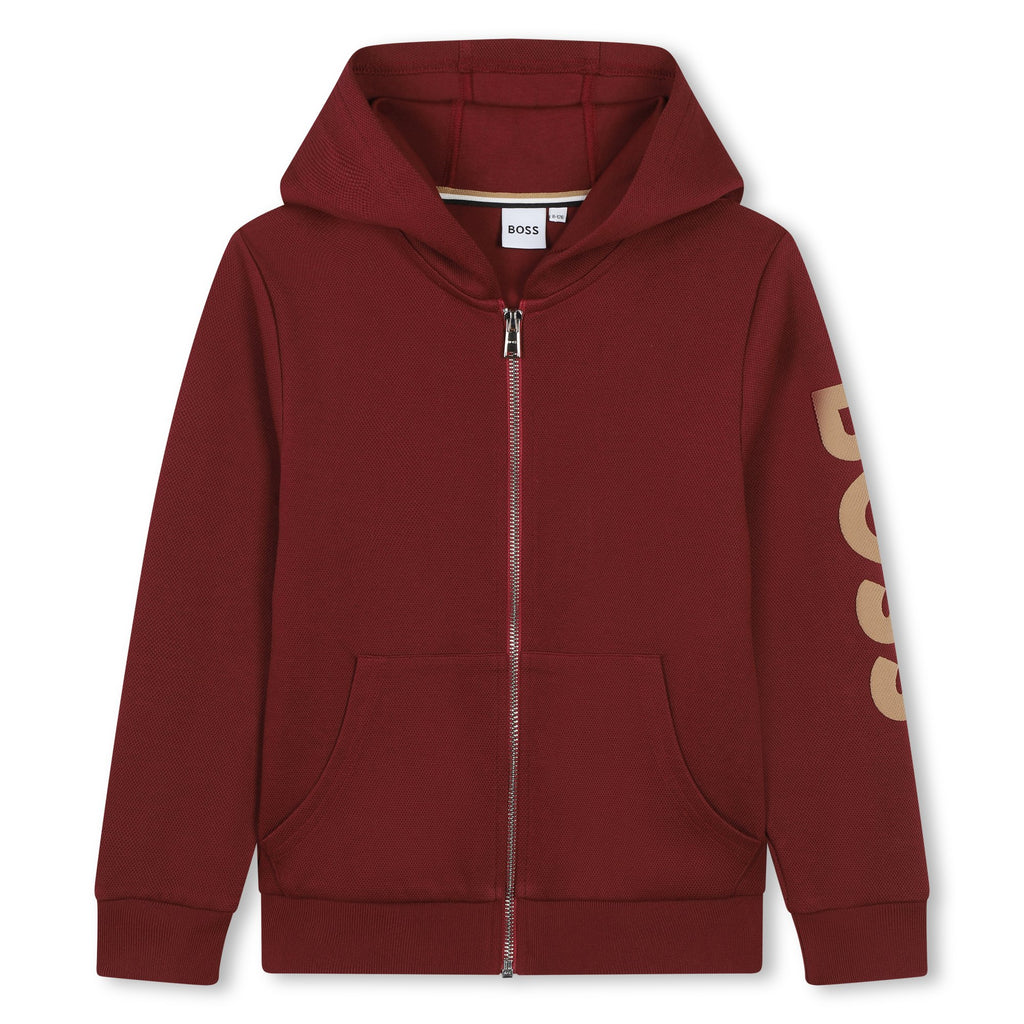 BOSS Hooded piqué cardigan