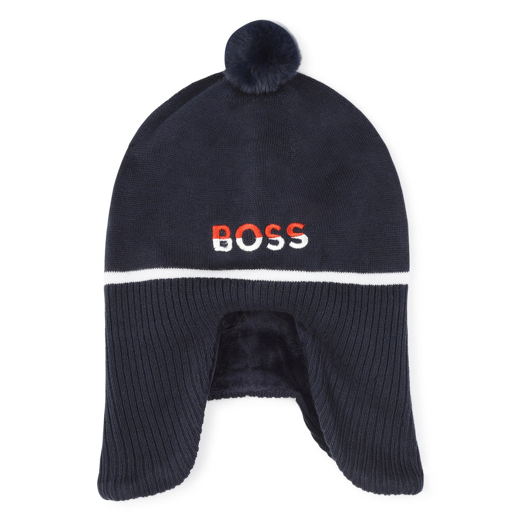 BOSS Fleece-lined cotton hat