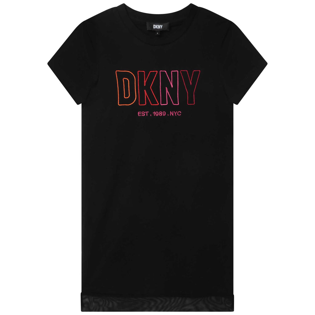 DKNY Bi-material embroidered dress