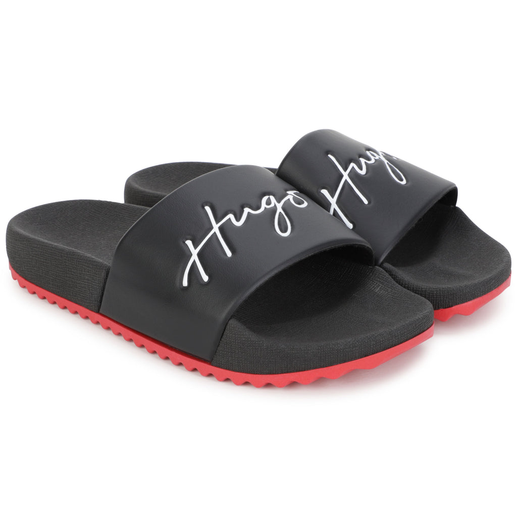 HUGO Slides with signature logo