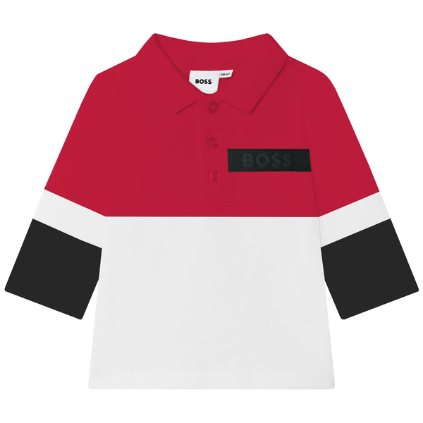 Long-sleeved cotton polo shirt