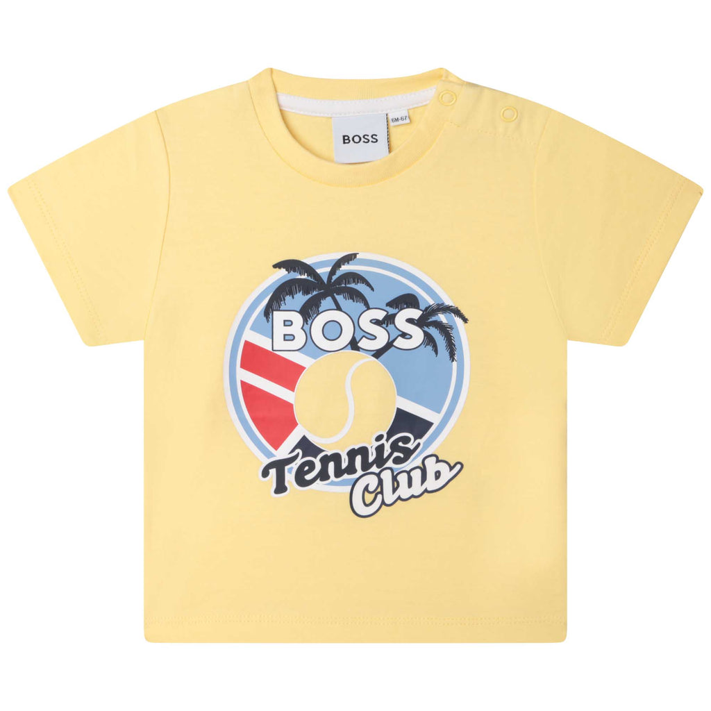 BOSS Boys Yellow Cotton Logo T-Shirt