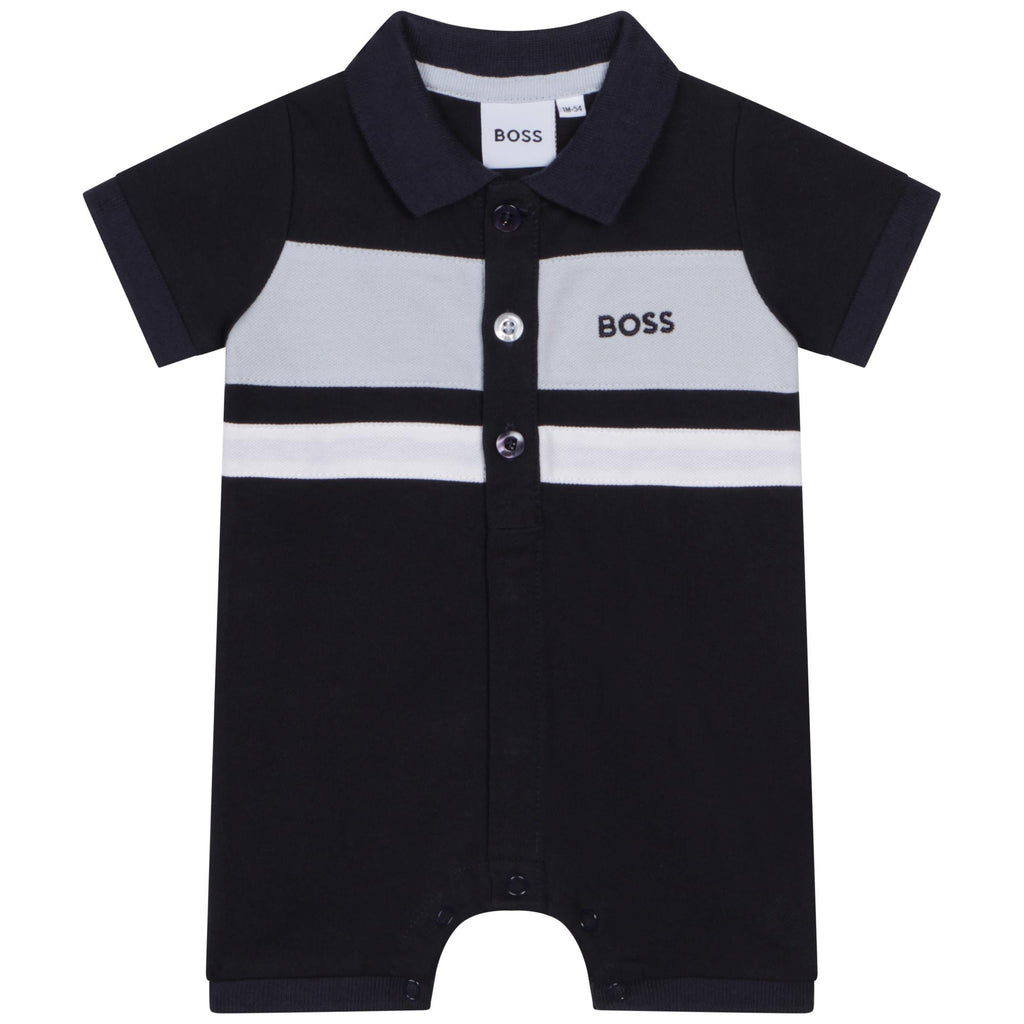 BOSS Short cotton polo jumpsuit