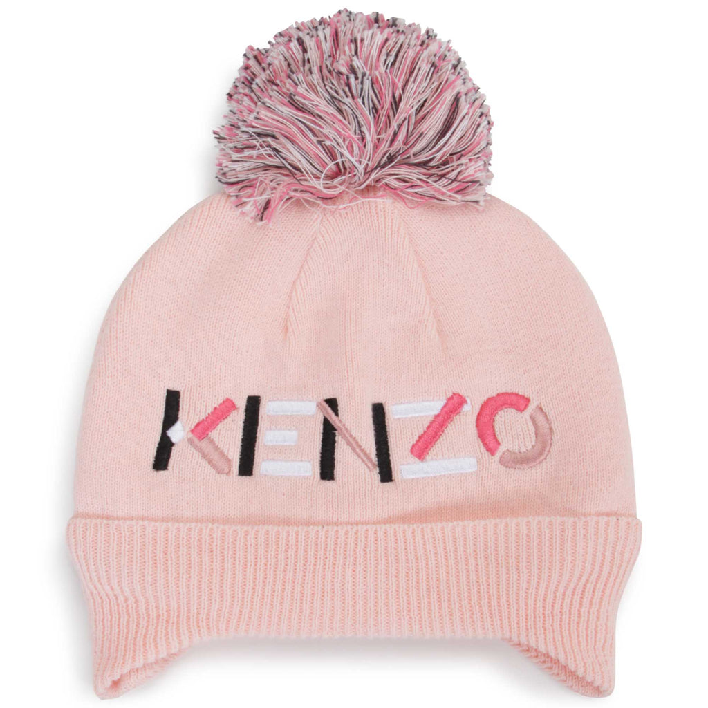 Embroidered hat with pompom