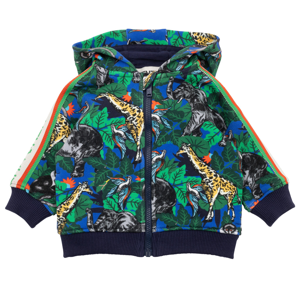 Blue & Green Jungle Zip-Up Top