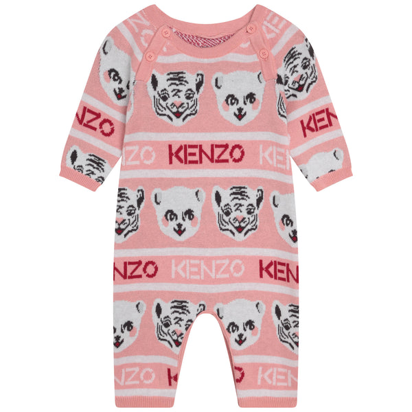 Girls Pink Knit Babysuit Set