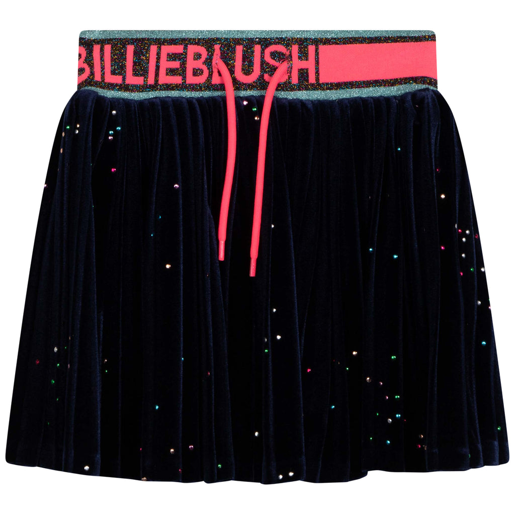 Studded velvet pleated skirt