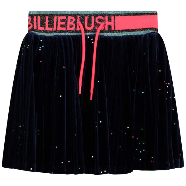 Studded velvet pleated skirt