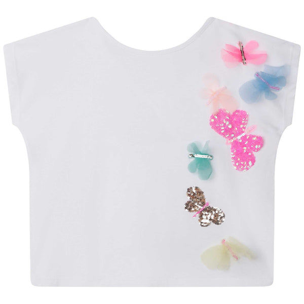 Billieblush Girls White Cotton Butterfly T-Shirt