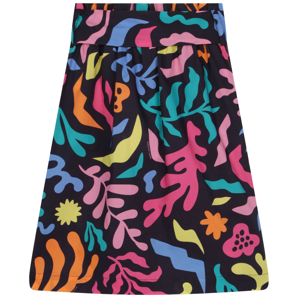 MARC JACOBS Girls Navy Blue Cotton Coral Print Skirt