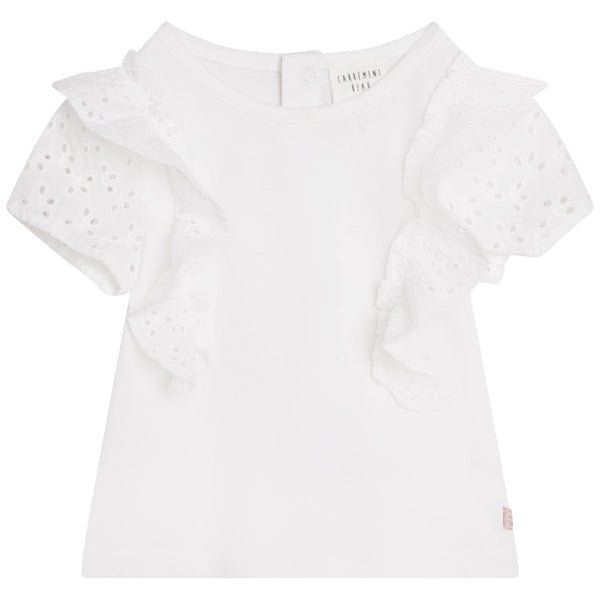 CARREMENT BEAU Ruffled cotton t-shirt